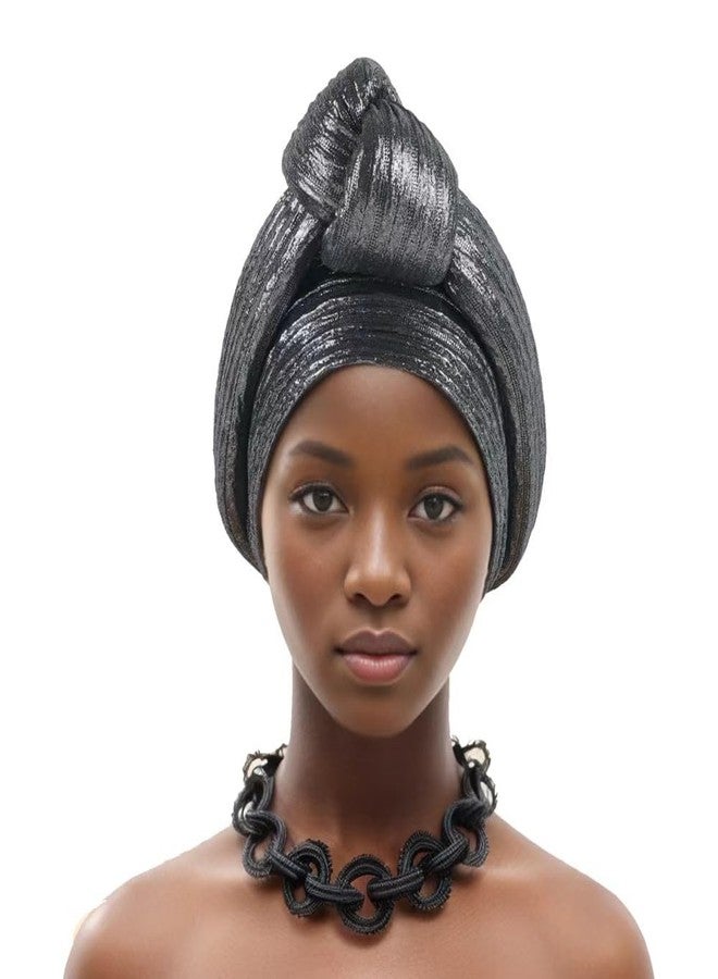 JRZXTWL Urieo Flower Turban Head Wrap Vintage Headrap Hats Elastic Beanie Head Scarf for Women (silver, Standard)